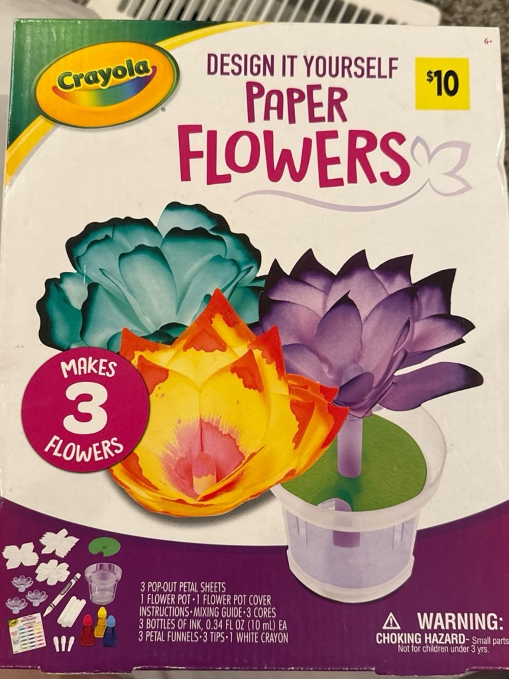 Crayola Paper Flower Craft Kit - Teal, Purple, Yellow